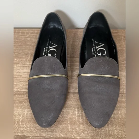AGL Women's Gray Loafers with Gold Detail - Picture 2 of 8